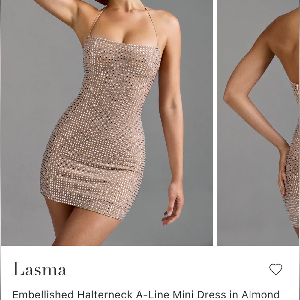 Oh Polly Almond Embellished Mini Dress (Lasma)